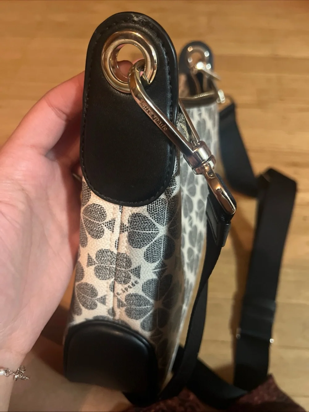 kate spade White and Black Floral Crossbody Bag